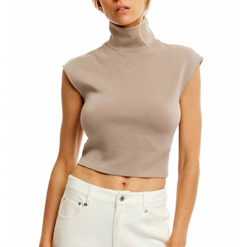 NEW LBLC THE LABEL winslow sleeveless turtleneck top in mocha